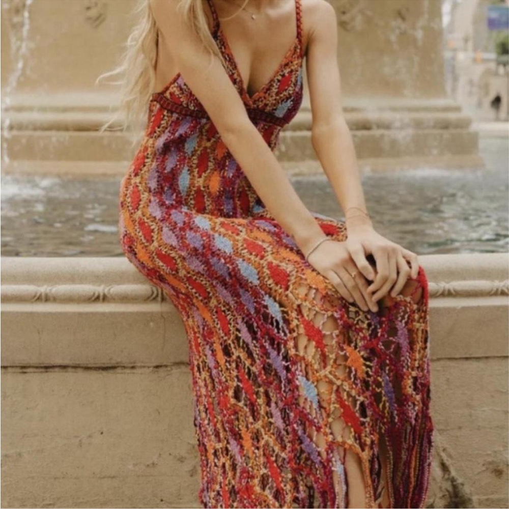 Zara Vibrant Crochet Maxi Dress